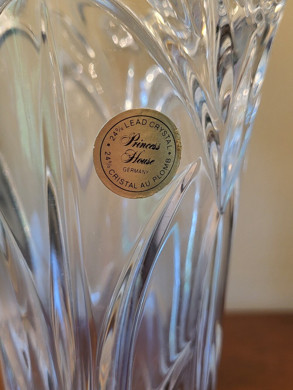 Princess House American Rose 24% Lead Crystal Tapered Candle Holder Vase Floral - Picture 2 of 7